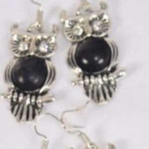 Owl Earrings Black Semiprecious Stone casual Earrings 1 pr Tribal …